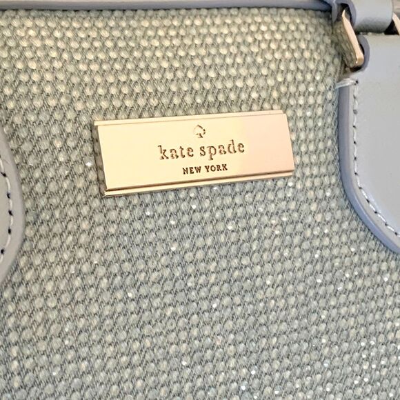 Kate Spade Blue Sparkly Beaded Texture Satchel Handbag Top Handle Bag - Picture 2 of 11